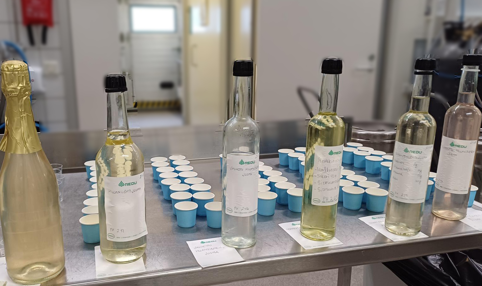 Luonnontuotepohjaisia still-juomia pulloissa